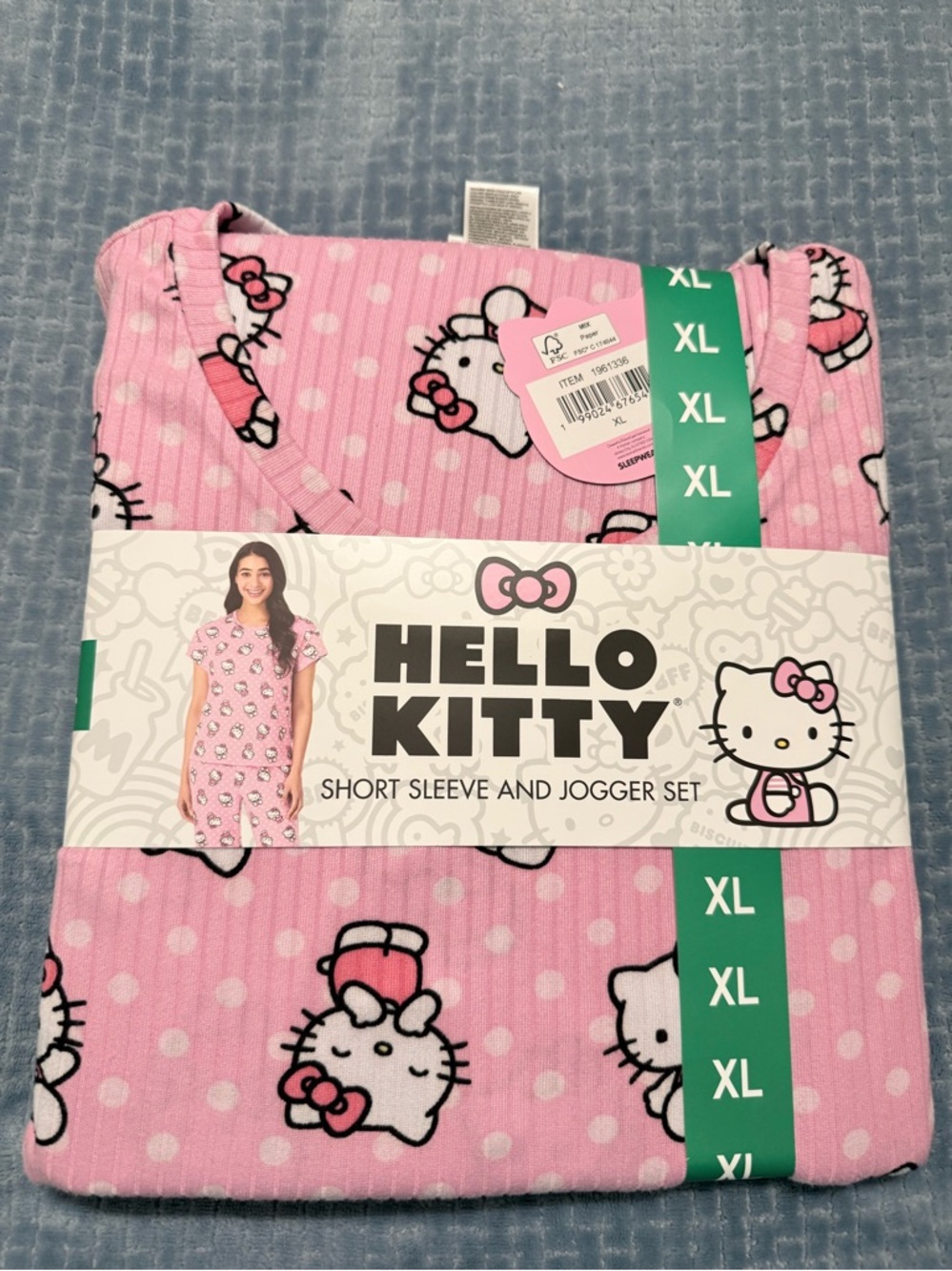 Hello Kitty Kids Pink Short Sleeve Jogger Pajama Set adult XL